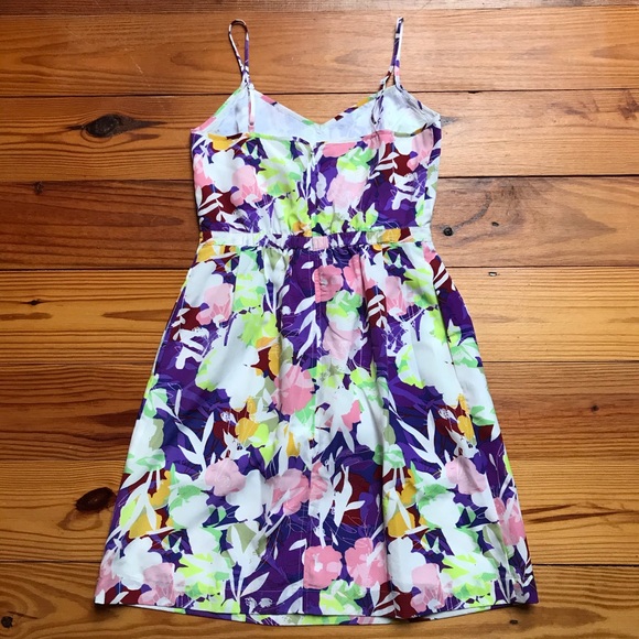 J. Crew Purple Pink Green Floral Dress, EUC, 0 - Picture 6 of 11